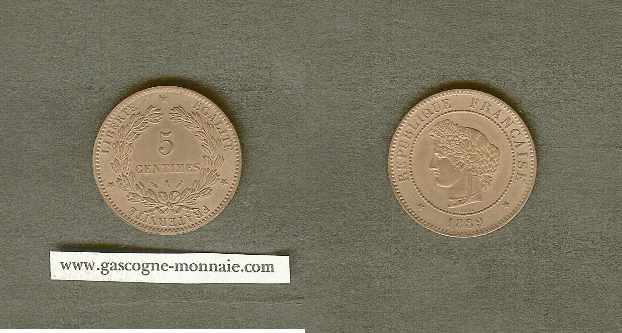 5 Centimes Cérès 1889 A SPL
